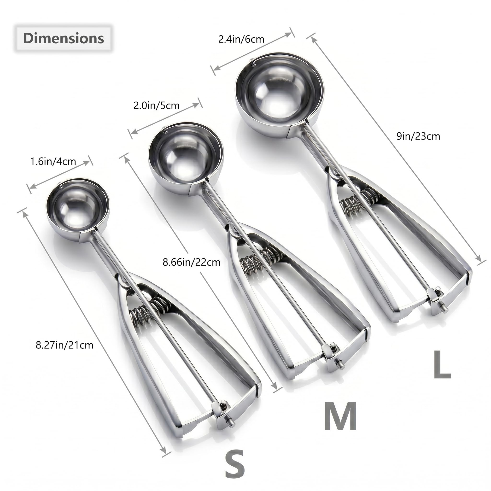 Amazon.com: Ice Cream Scoop, 3Pcs Cookie Scoop Set, Stainless